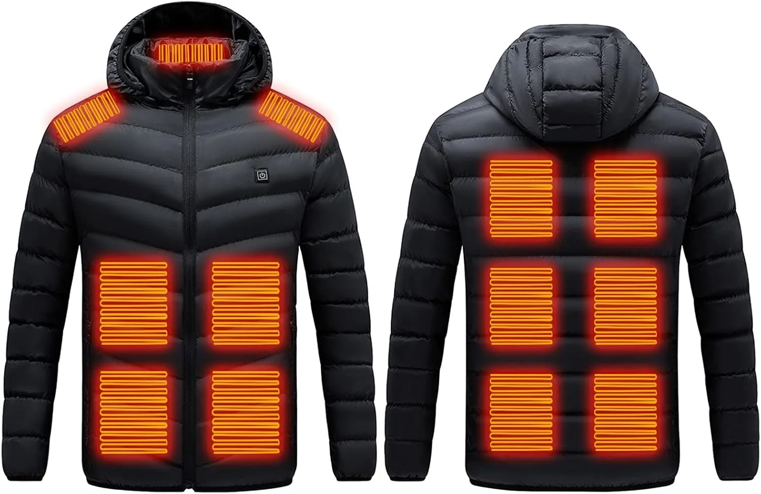 2024 Winter Coats for Women 13 Zones Hooded Heating Puffer Jacket Lightweight Insulated Long Sleeve Quilted Outwear