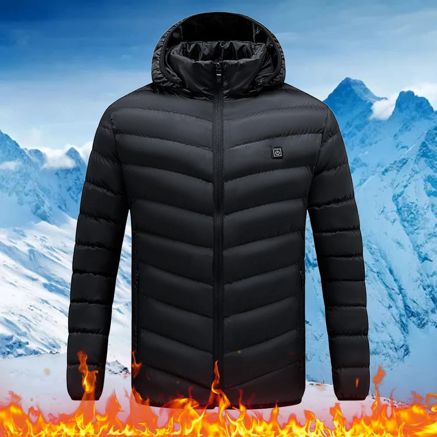 2024 Winter Coats for Women 13 Zones Hooded Heating Puffer Jacket Lightweight Insulated Long Sleeve Quilted Outwear