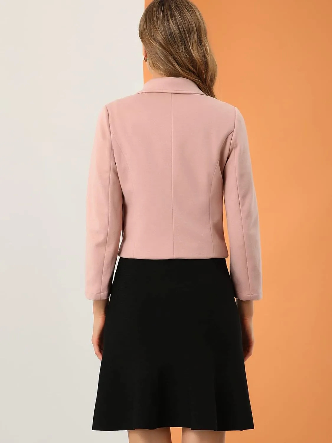 Allegra K Women's Elegant Short Coat Point Collar Single Breasted Slant Pocket Peacoats