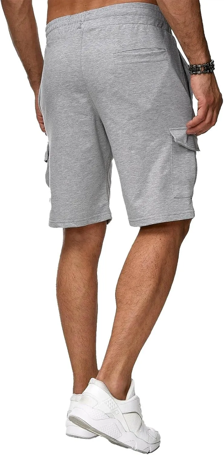 Casual Short Joggers for Men Loose Fit Multi Pocket Athletic Work Shorts Elastic Waist Drawstrings Casual Workout Sweat Short