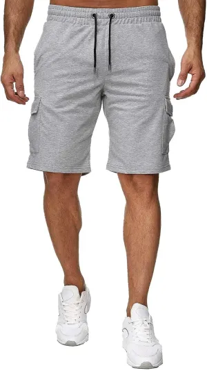 Casual Short Joggers for Men Loose Fit Multi Pocket Athletic Work Shorts Elastic Waist Drawstrings Casual Workout Sweat Short