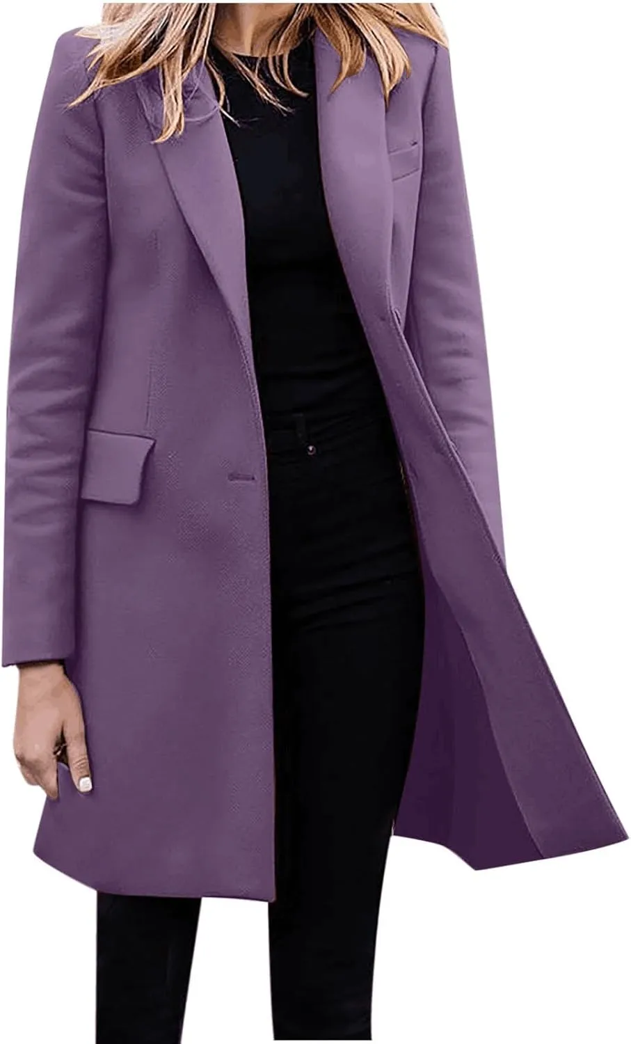 cooki Womens Coats Winter Wool Blend Trench Coats Lapel Pea Coat Plus Size Long Jackets With Pocket Double Breasted Peacoats