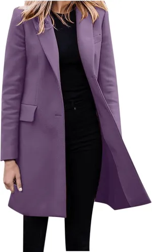 cooki Womens Coats Winter Wool Blend Trench Coats Lapel Pea Coat Plus Size Long Jackets With Pocket Double Breasted Peacoats