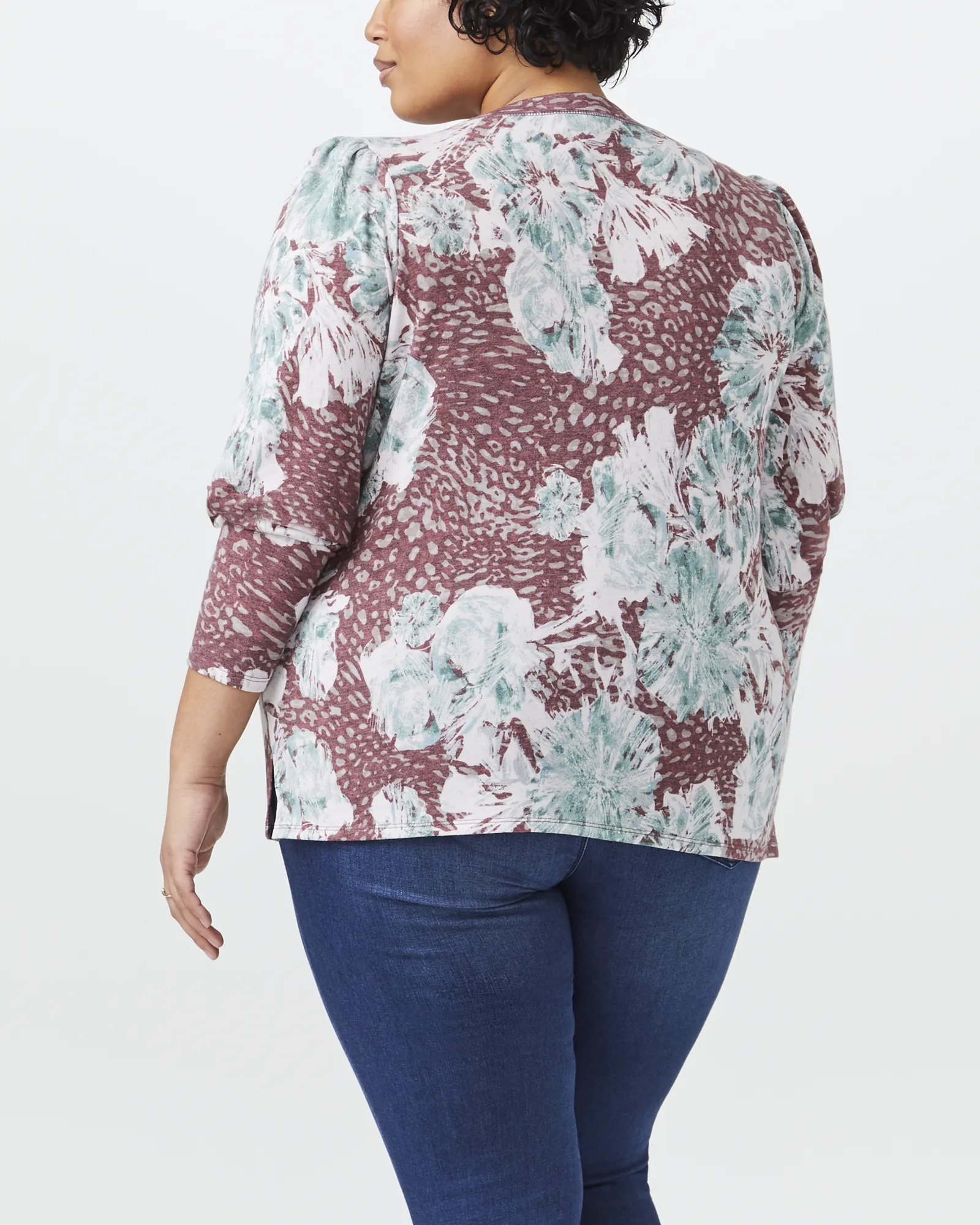 Embla Bishop Sleeve Top | Brown / Turquoise