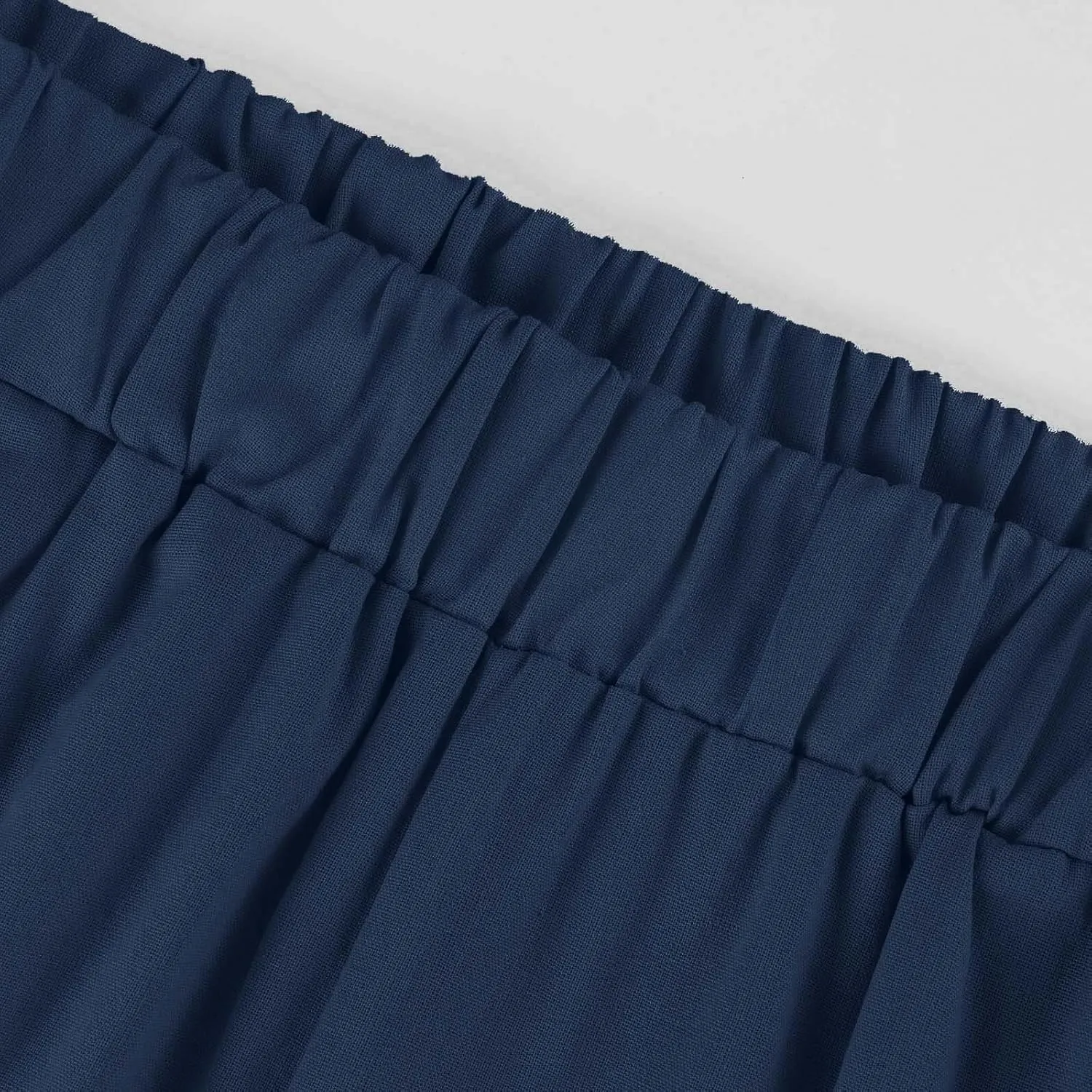 fanmpghleoo Women's Summer Casual Linen Pants Elastic Waist Loose Fit Straight Leg Crop Pants Beach Trousers with Pockets