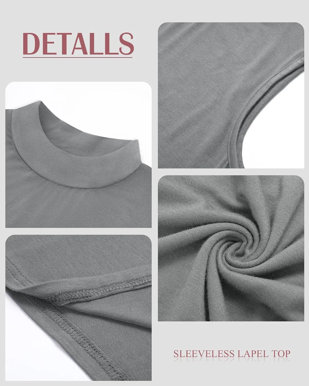 Ficerd 3 Pack Women’s Sleeveless Tank Tops, Mock Neck Cotton Summer Shirts Slim Fit Stretch Tops Basic Lightweight Knit Tee