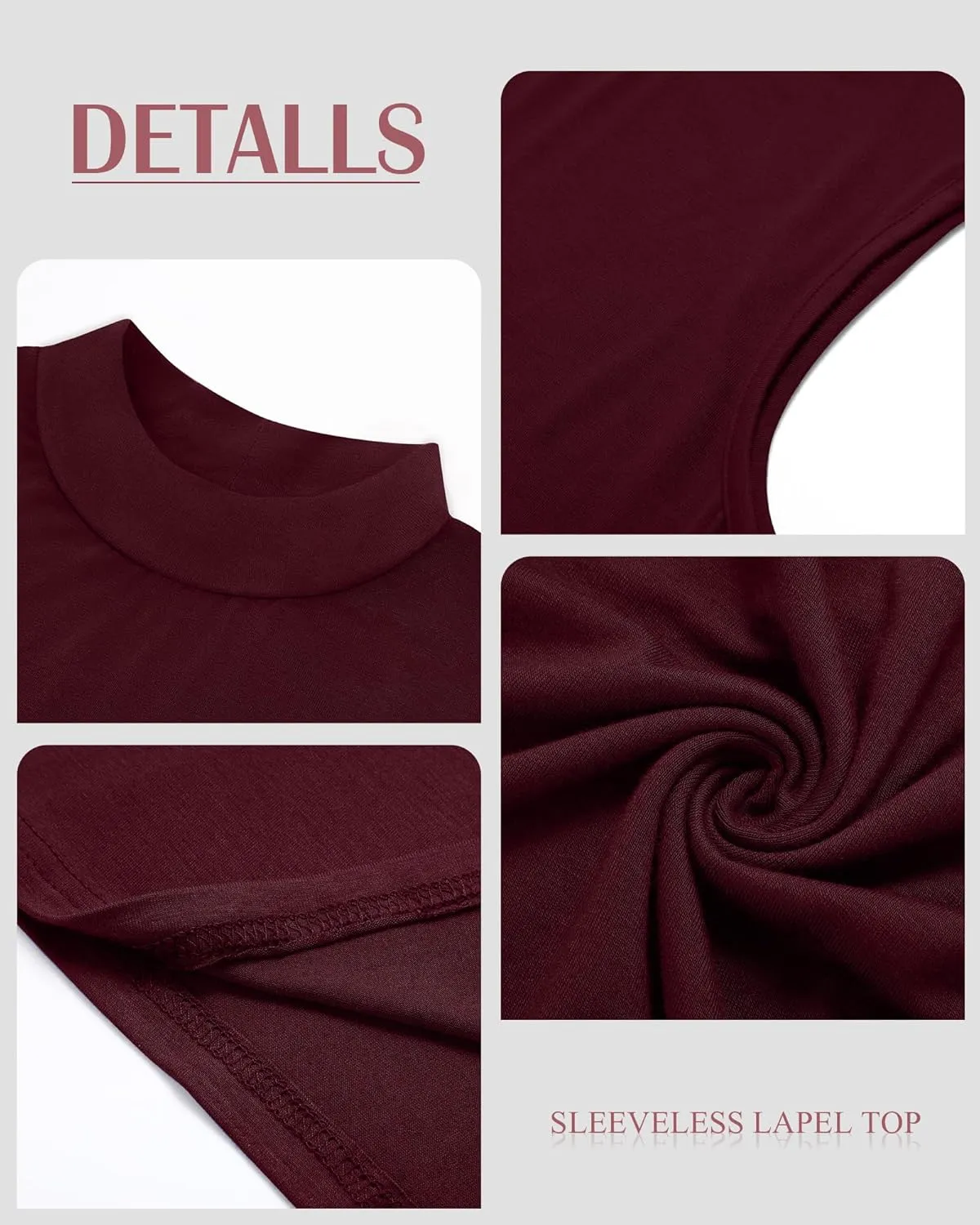 Ficerd 3 Pack Women’s Sleeveless Tank Tops, Mock Neck Cotton Summer Shirts Slim Fit Stretch Tops Basic Lightweight Knit Tee