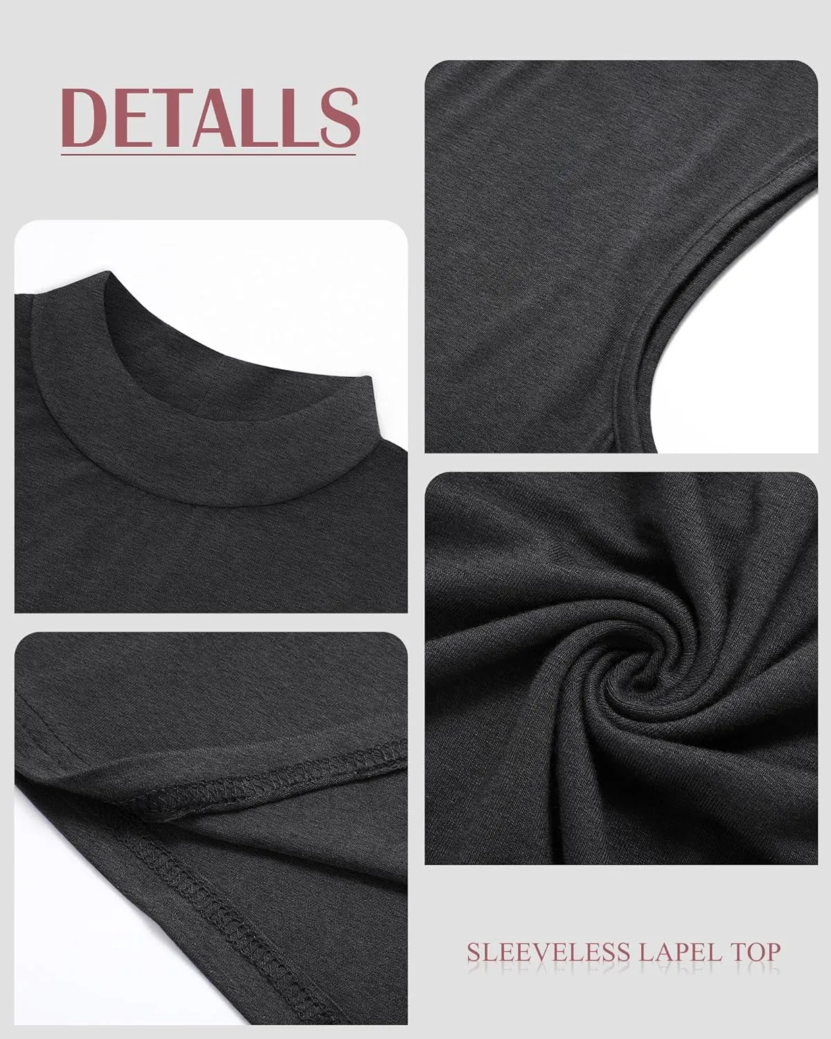 Ficerd 3 Pack Women’s Sleeveless Tank Tops, Mock Neck Cotton Summer Shirts Slim Fit Stretch Tops Basic Lightweight Knit Tee