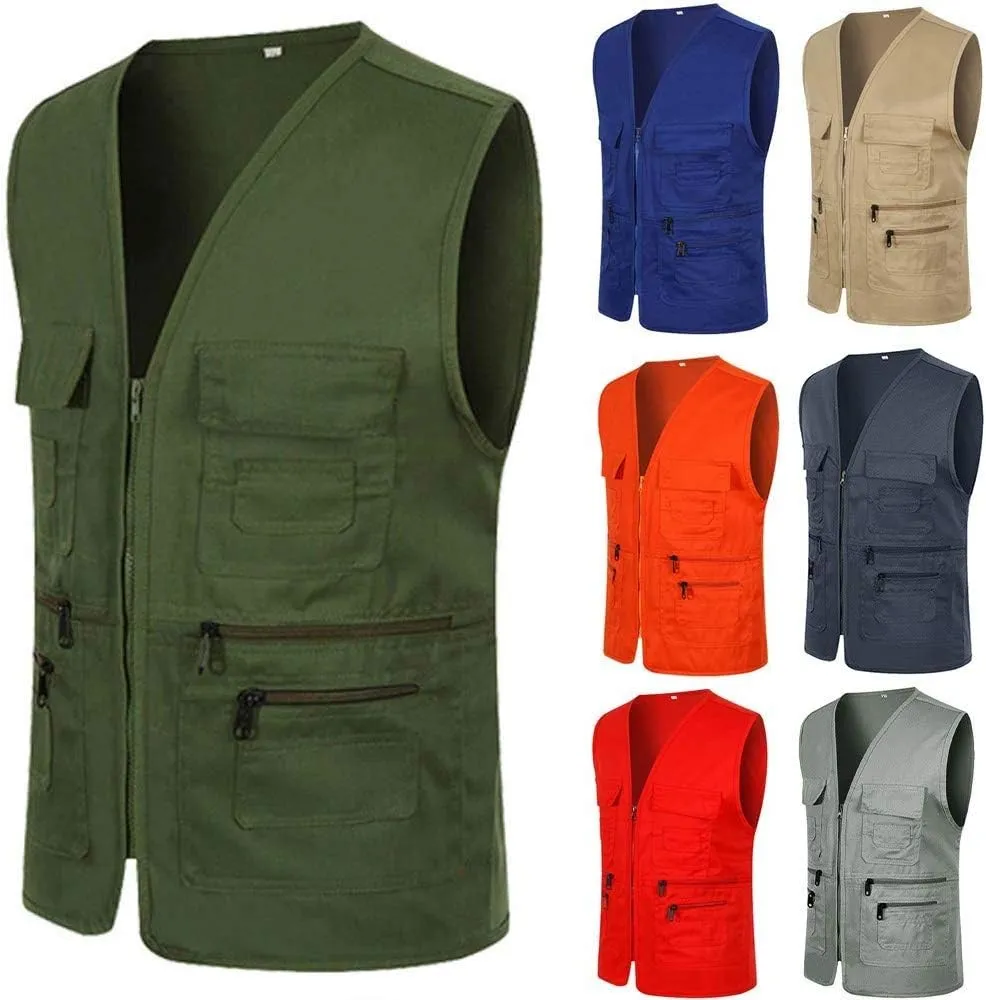 Fishing Vests for Men Summer Outdoor Work Safari Fishing Travel Photo Vest with Pockets Lightweight Cargo Hunting Waistcoat