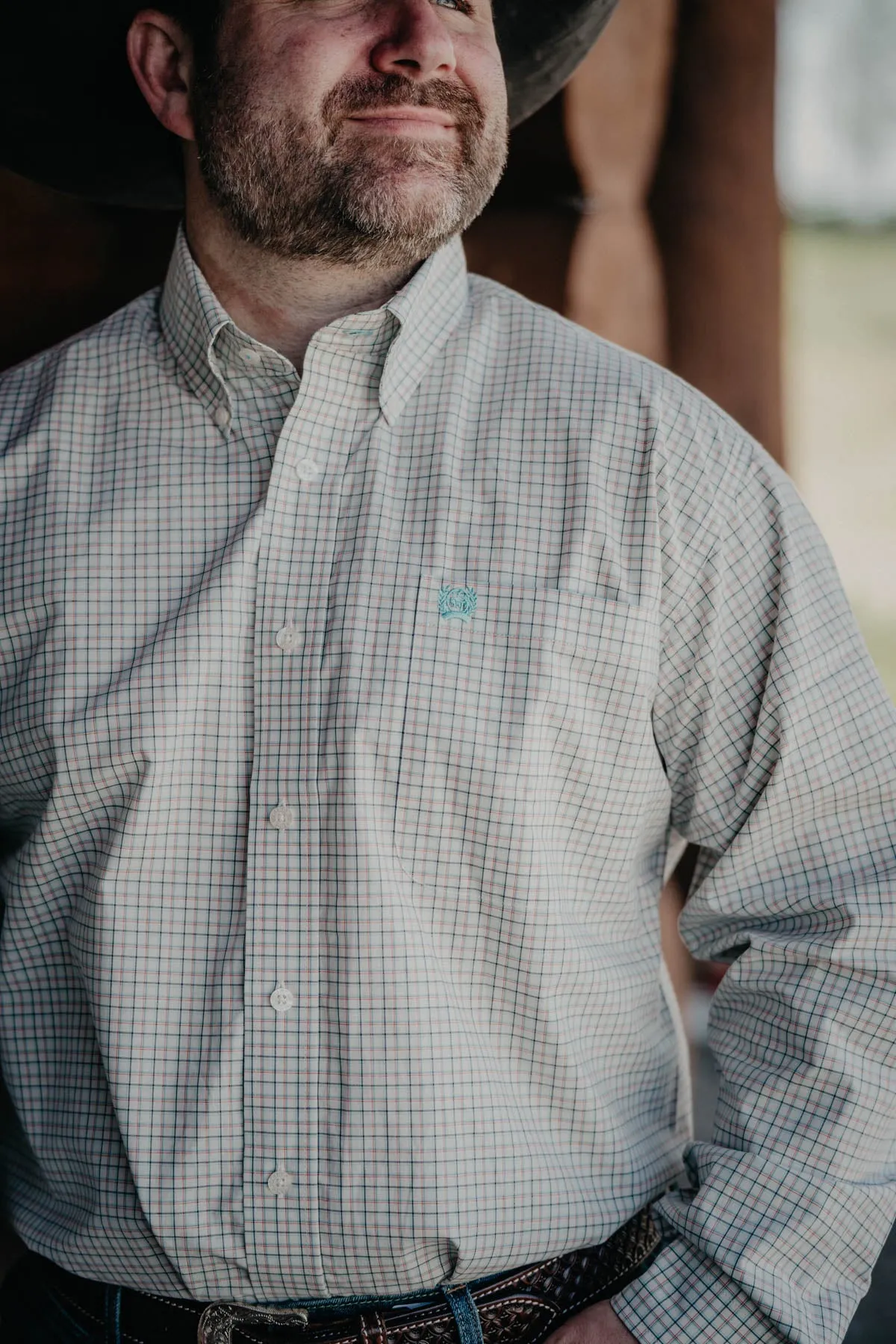 'Hal' CINCH Men's Cream Plaid Button Down (S-XXL)