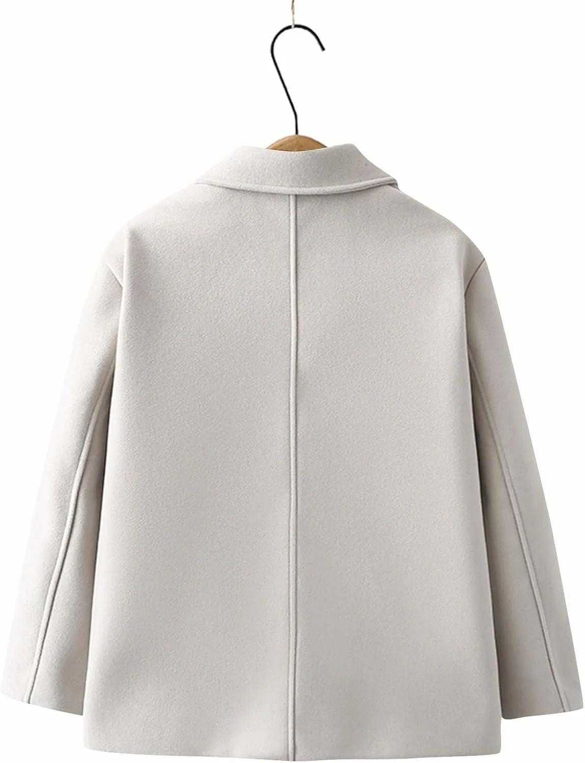 Lmdudan Women's Single Breasted Pea Coat Plus Size Button Outerwear Long Sleeve Laple Collar Wool Blend Coats with Pockets