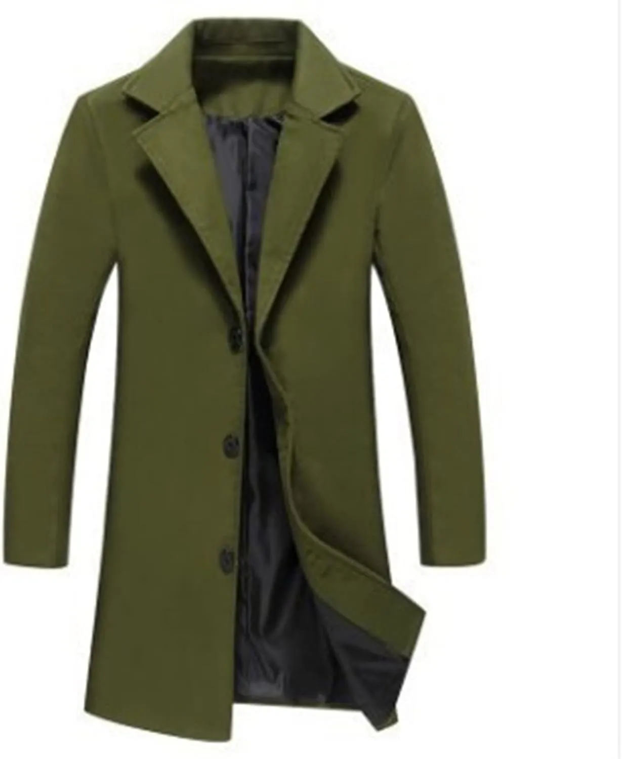 Men's Casual Trench Coat Slim Fit Spread Collar Long Sleeve Jacket Thicken Overcoat Plus Size Vintage Breasted Pea Coat