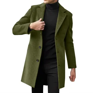 Men's Casual Trench Coat Slim Fit Spread Collar Long Sleeve Jacket Thicken Overcoat Plus Size Vintage Breasted Pea Coat