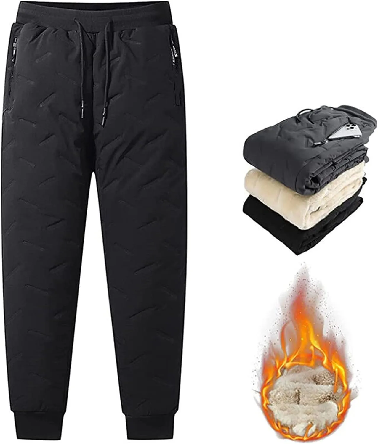 Men's Fleece Lined Sweatpants Winter Warm Pants Jogger Lounge Athletic Running Jogger Pants with Pockets