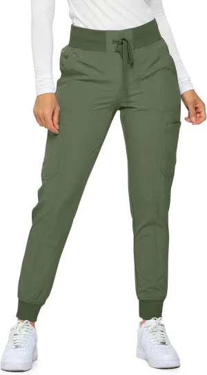 Monarch Uniforms Womens Jogger Scrubs Ribbed Jogger Scrub Pants for Women