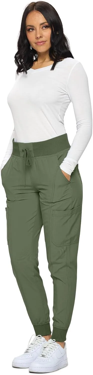Monarch Uniforms Womens Jogger Scrubs Ribbed Jogger Scrub Pants for Women