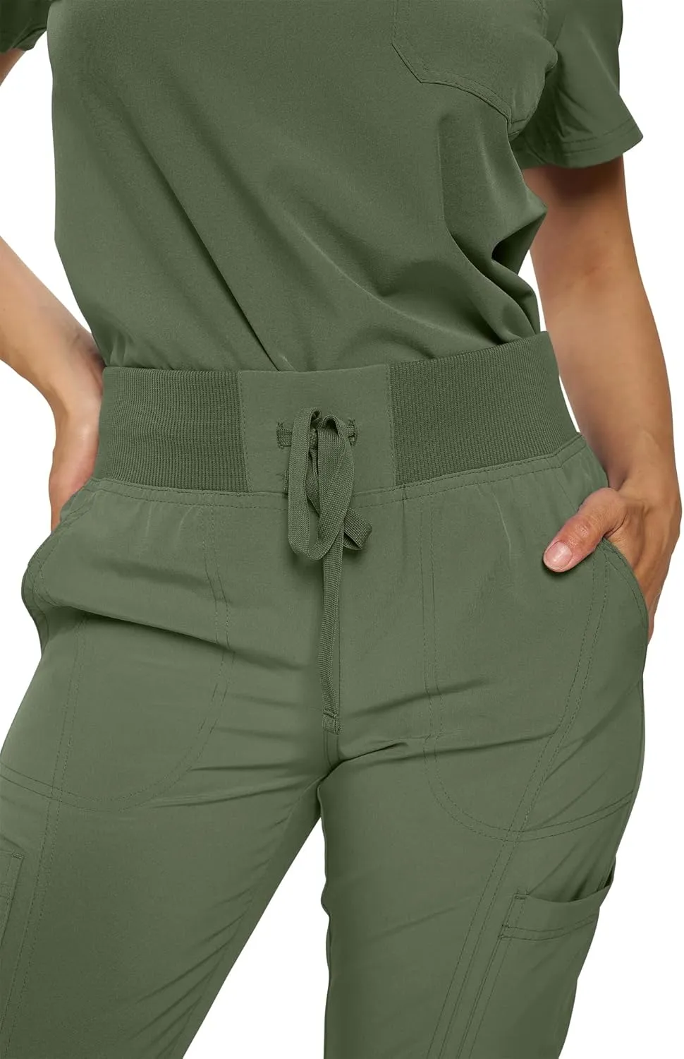 Monarch Uniforms Womens Jogger Scrubs Ribbed Jogger Scrub Pants for Women