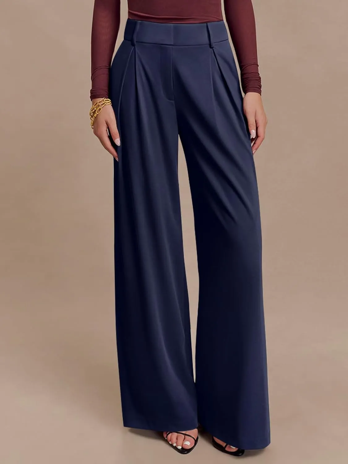 NIMIN High Waisted Dressy Pants for Women Straight Leg Business Casual Work Trousers Office Slacks with Pockets