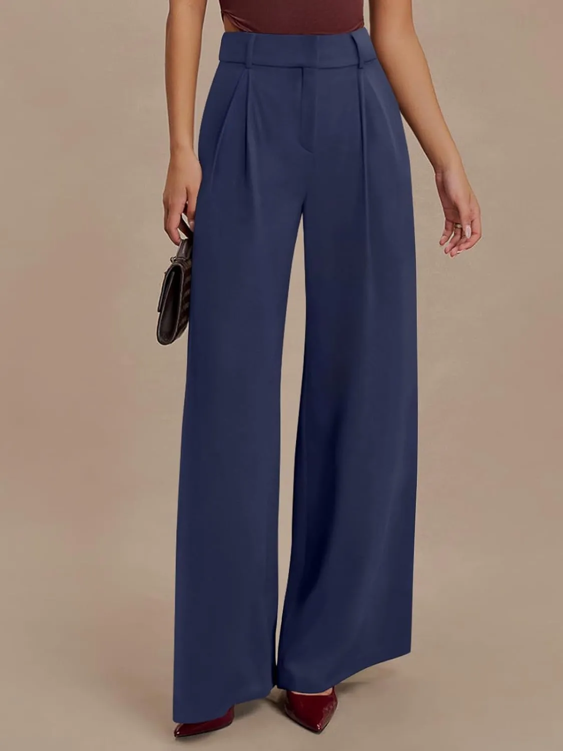 NIMIN High Waisted Dressy Pants for Women Straight Leg Business Casual Work Trousers Office Slacks with Pockets