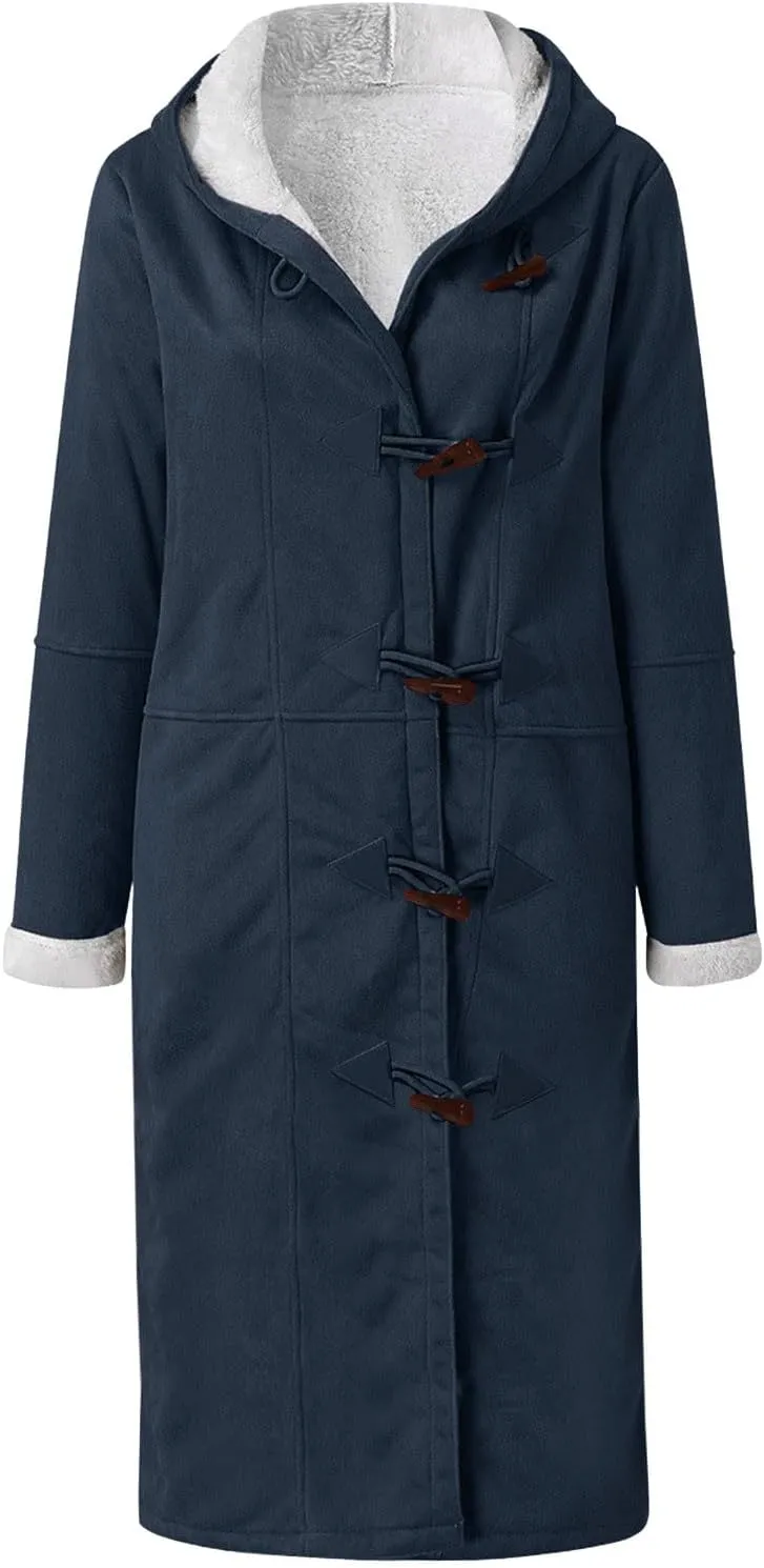Plus Size Winter Coats for Women 2024 Trendy Warm Sherpa Fleece Lined Jackets Suede Hooded Parka Peacoats Outerwear