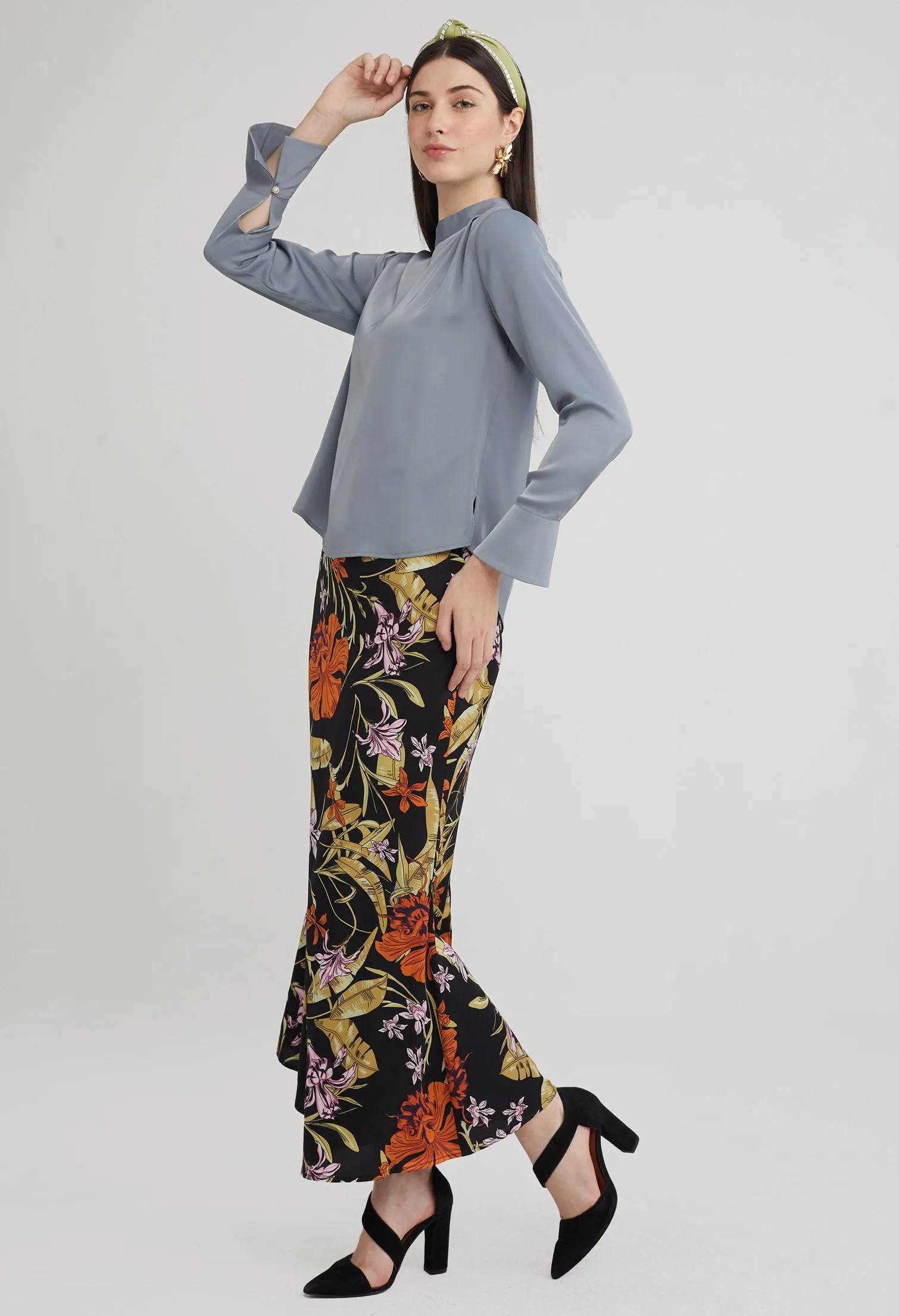 Satin Petal Sleeve Blouse