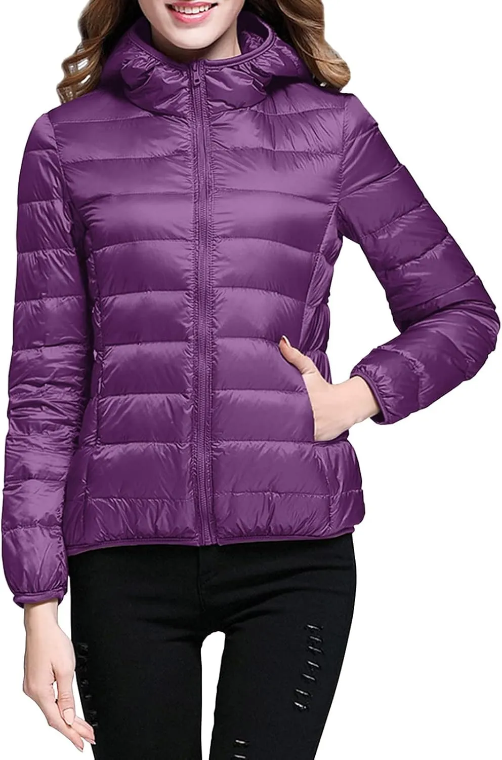 Thickened Down Alternative Jacket Windproof Winter Coat with Recycled Insulation Winter Slim Short Hooded Warm White