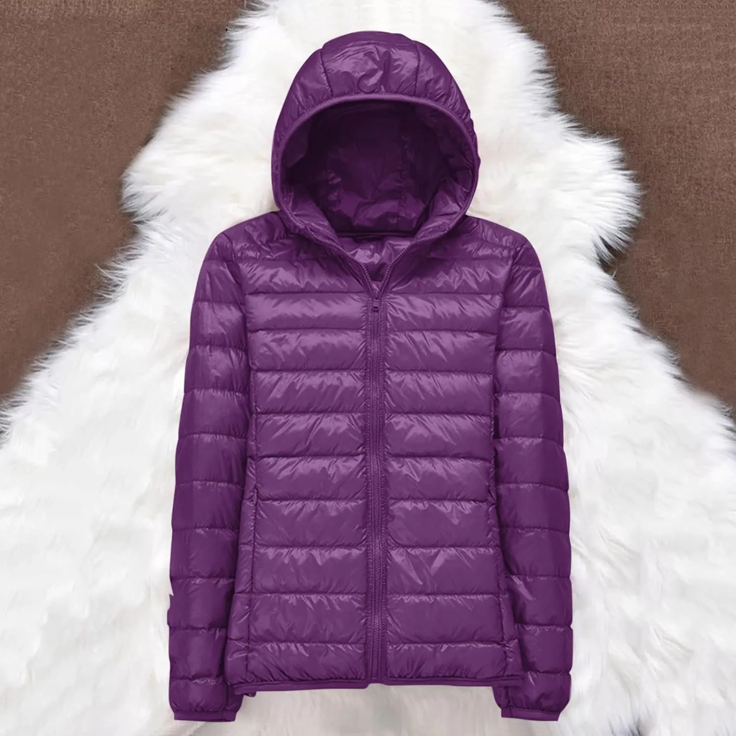 Thickened Down Alternative Jacket Windproof Winter Coat with Recycled Insulation Winter Slim Short Hooded Warm White