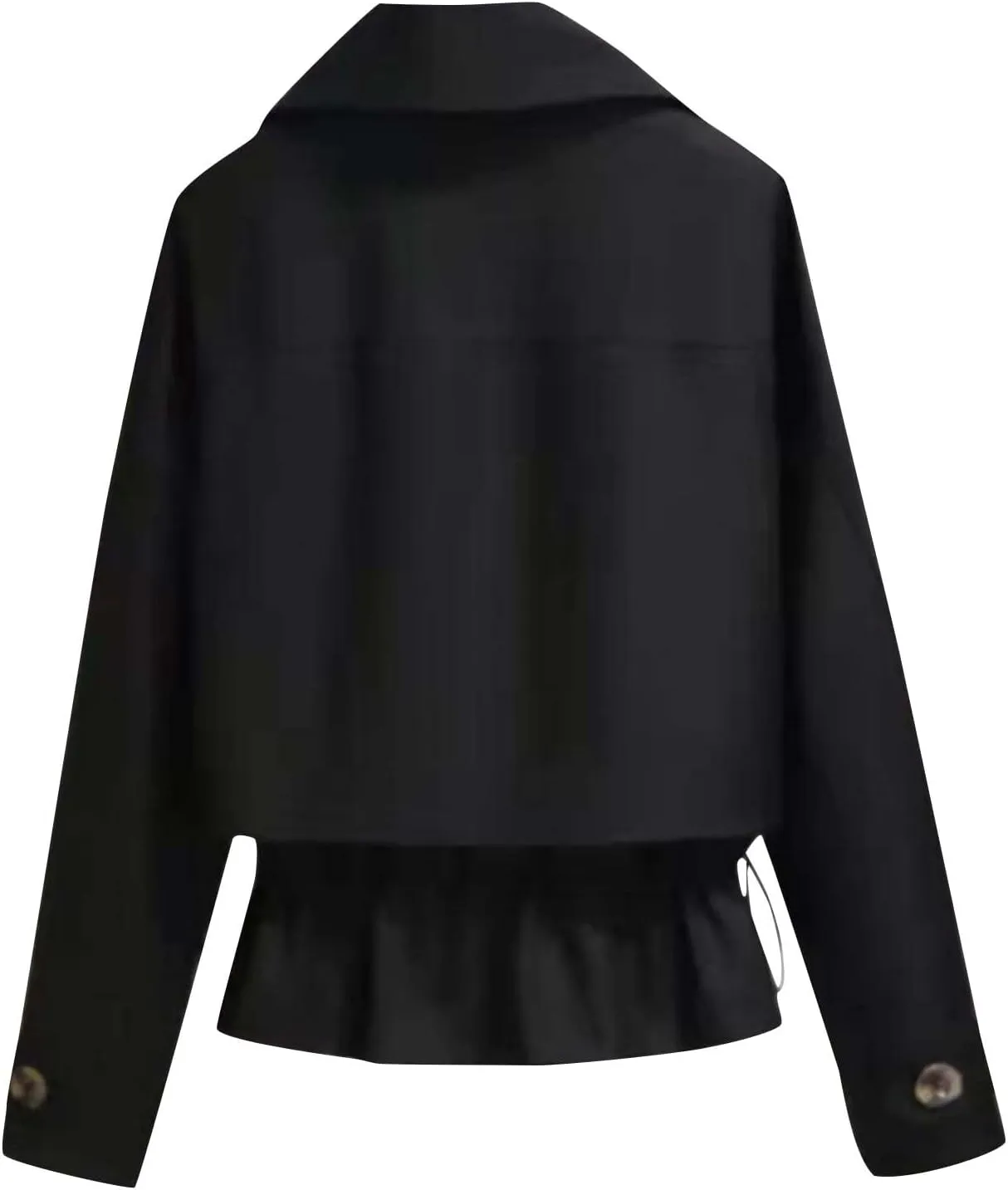 Trench Coats for Women Cropped Lapel Jackets Fashion Drawstring Double Breasted Plus Size Outerwear for Fall Winter