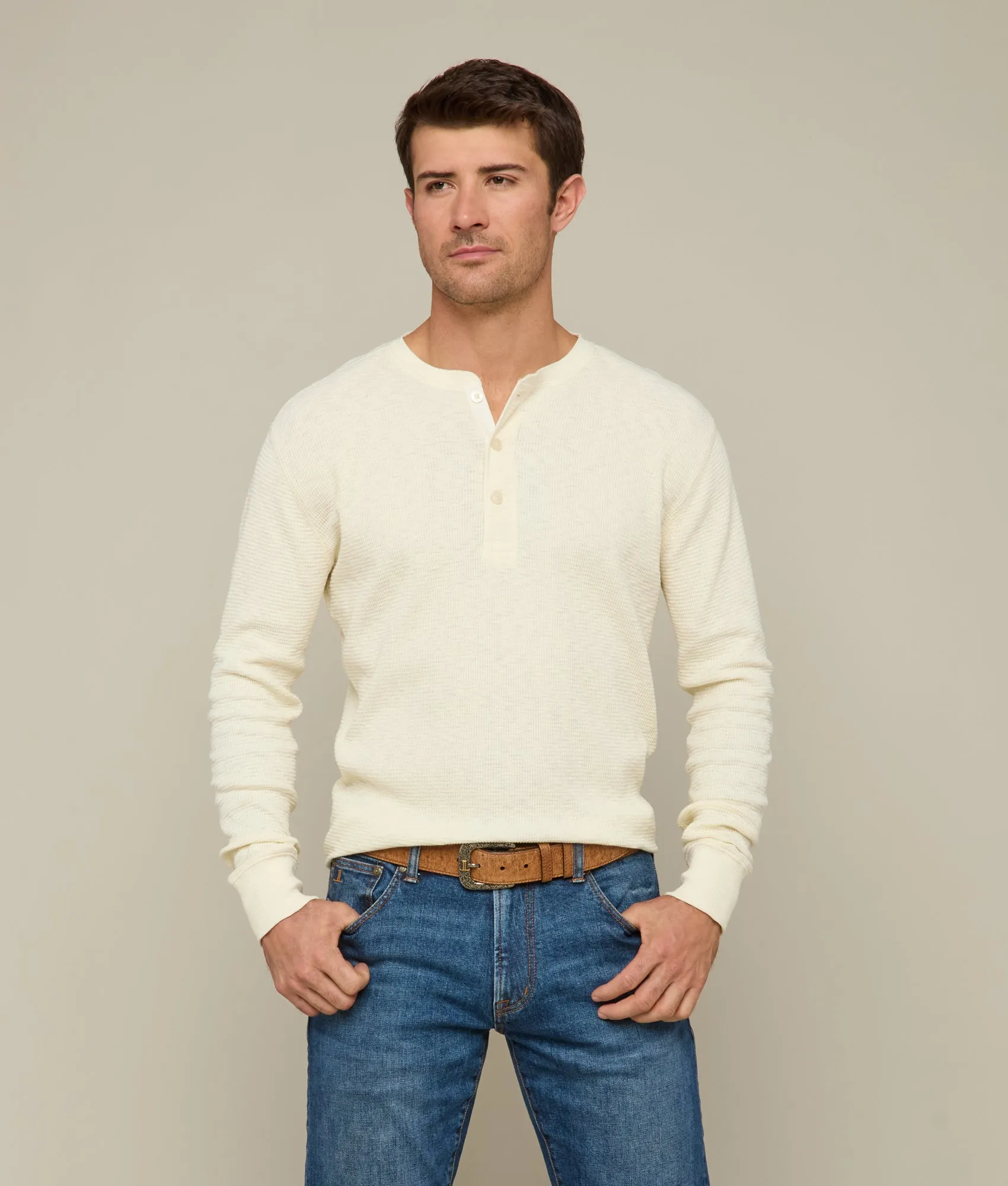 Waffle Henley :: Ecru