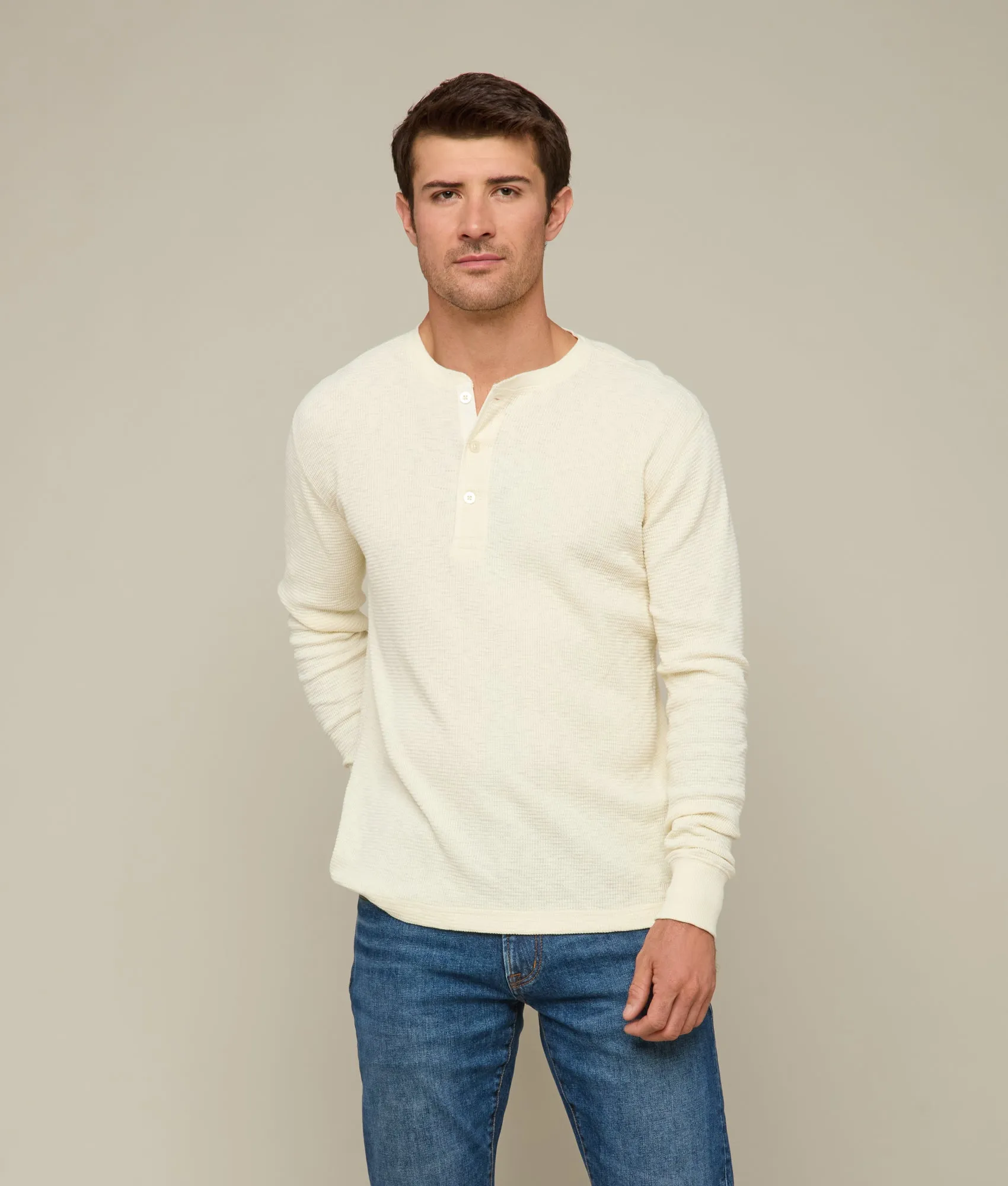 Waffle Henley :: Ecru