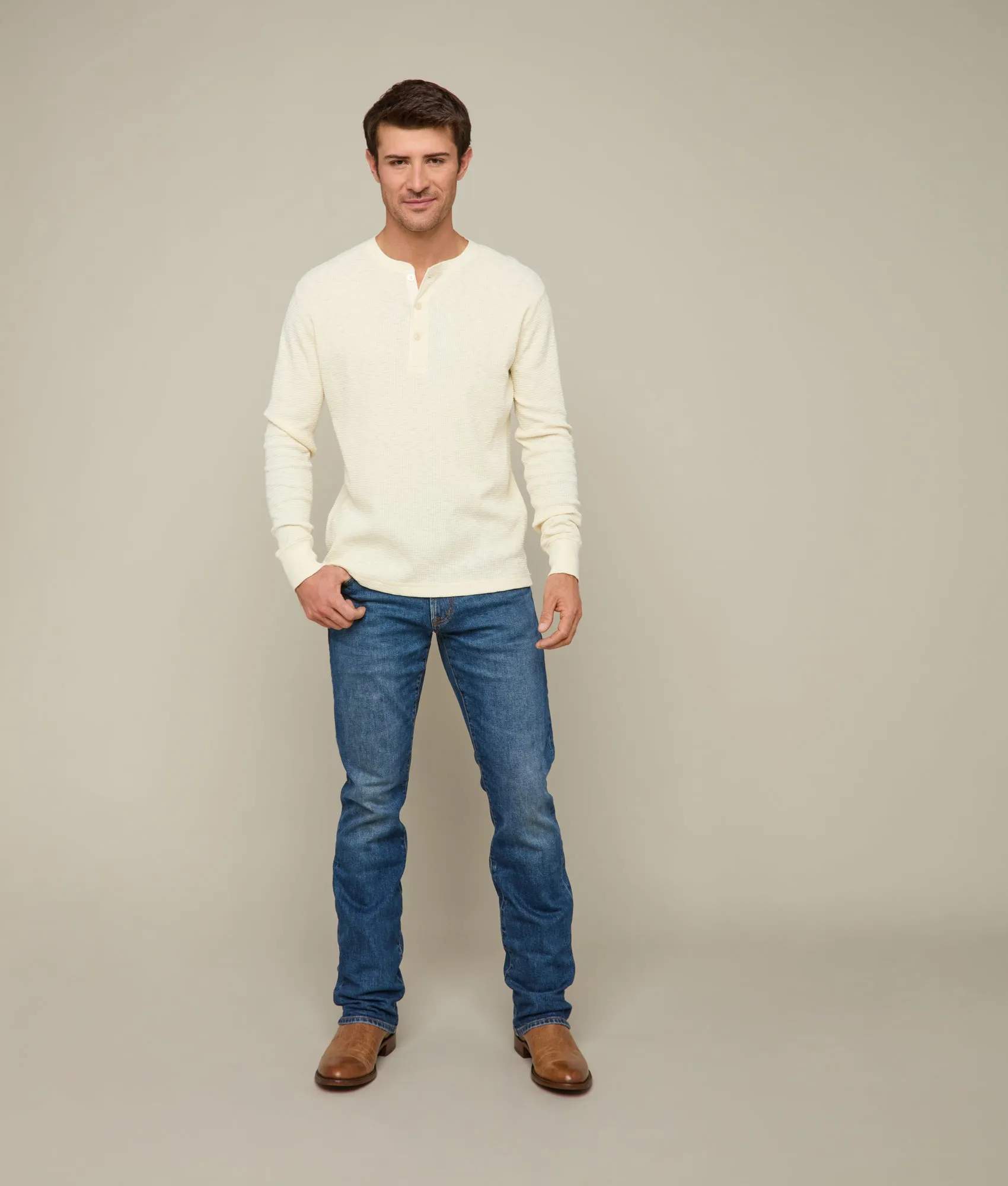 Waffle Henley :: Ecru