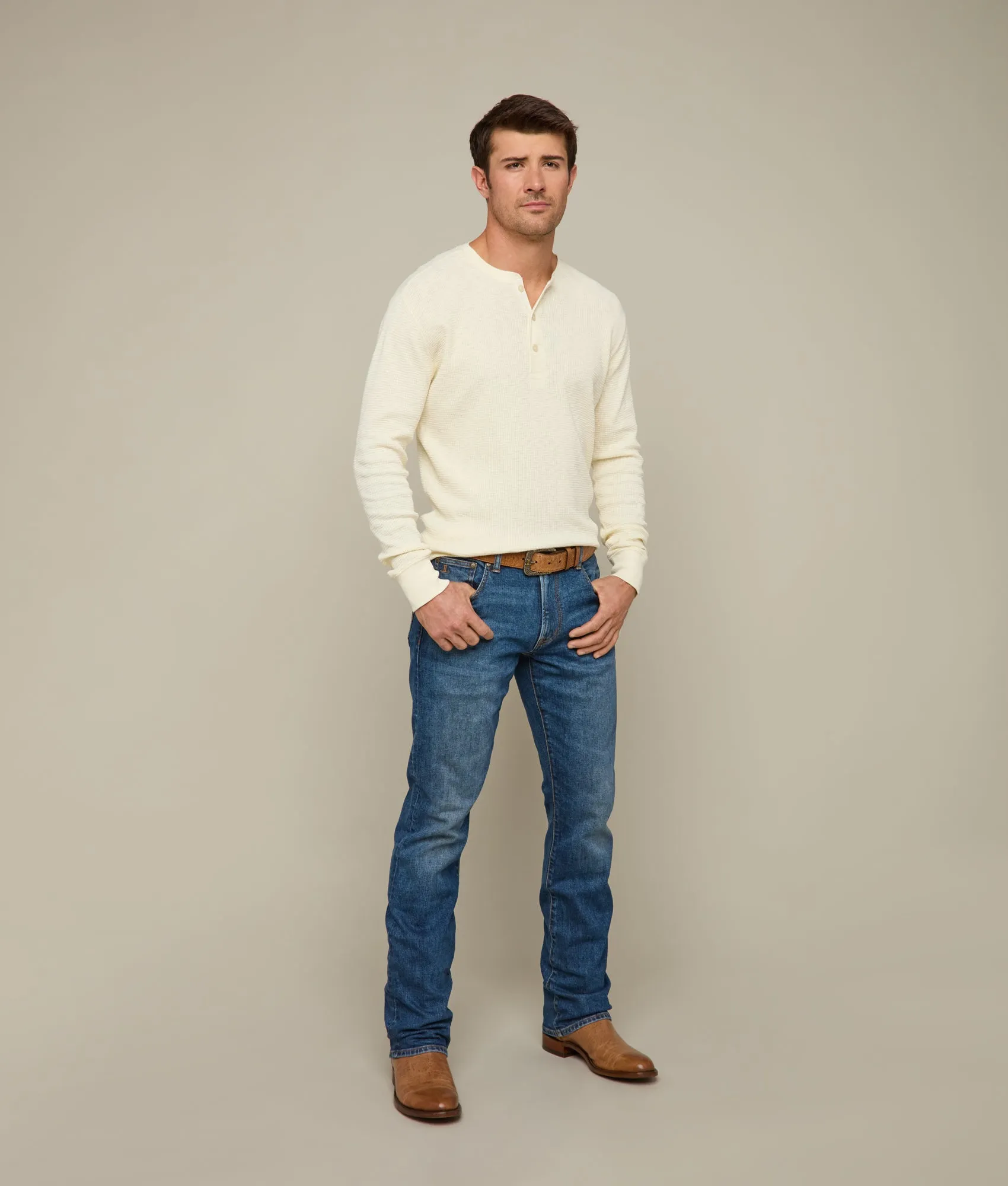 Waffle Henley :: Ecru