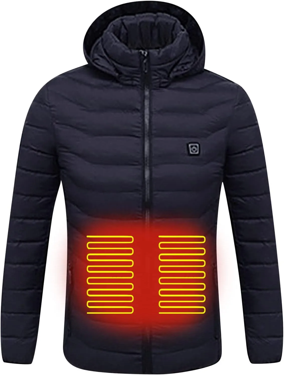 Winter Coats for Women Heated Puffer Jacket Winter Outdoor Hiking Skiing Insulated Coat Warm Long Sleeve Padded Outwear