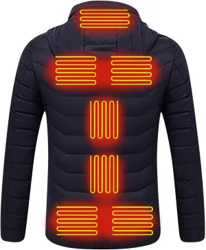 Winter Coats for Women Heated Puffer Jacket Winter Outdoor Hiking Skiing Insulated Coat Warm Long Sleeve Padded Outwear