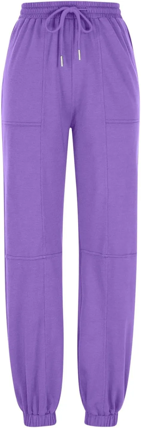 Women's Casual Baggy Sweatpants 2024 Fashion Drawstring Solid Joggers Warm Fleece Lined Loose Trousers with Pockets