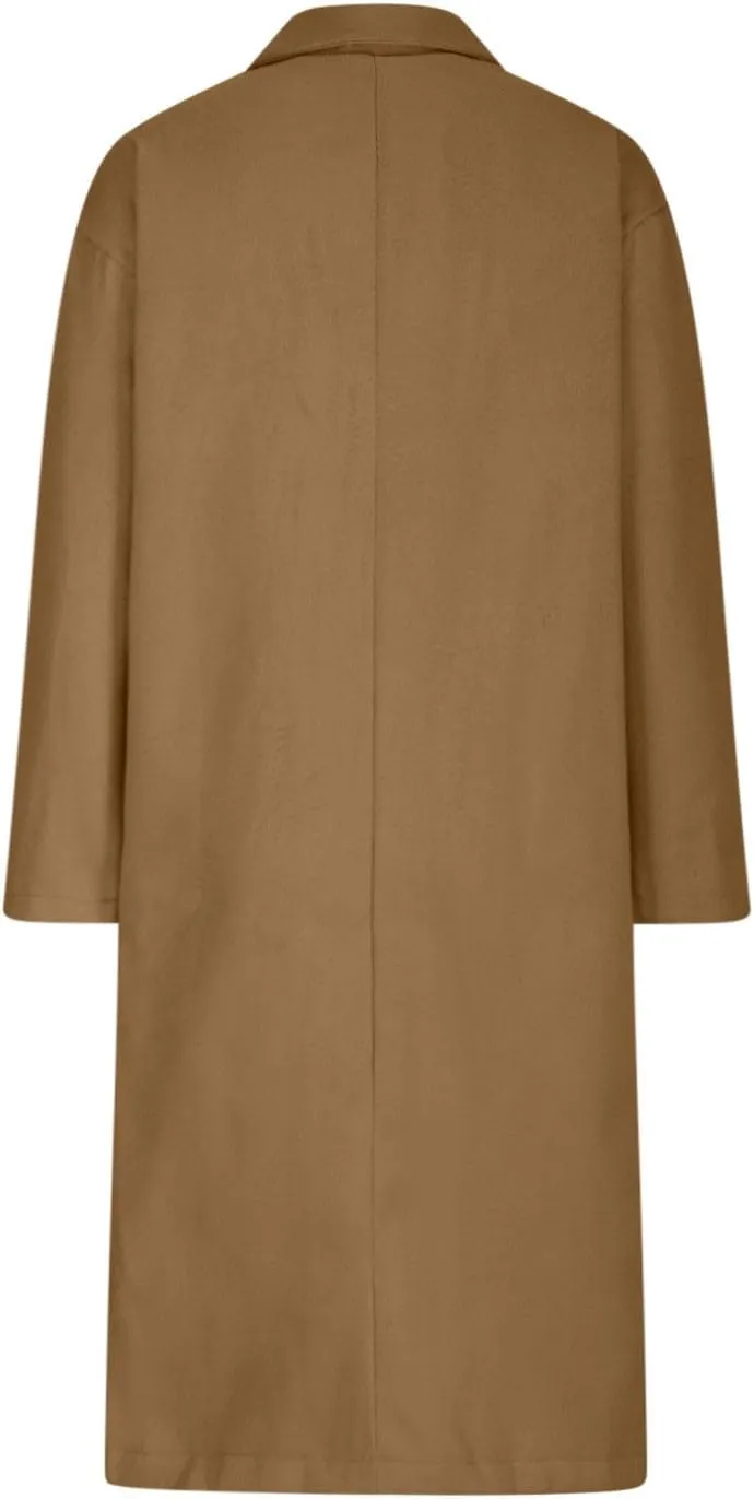Women's Double Breasted Long Coats Plus Size Notch Lapel Peacoats Casual Open Front Overcoat Winter Trench Coats
