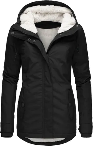Womens Mid Length Down Coat Fleece Lined Hooded Puffer Jacket Soft Comfy Long Sleeve Quilted Coats Winter Warm Outfits