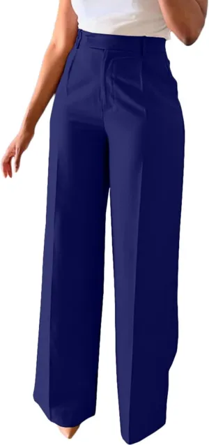 Women's Wide Leg Dress Pants High Waisted Straight Leg Office Casual Trousers with Pockets Work Office Palazzo Pants