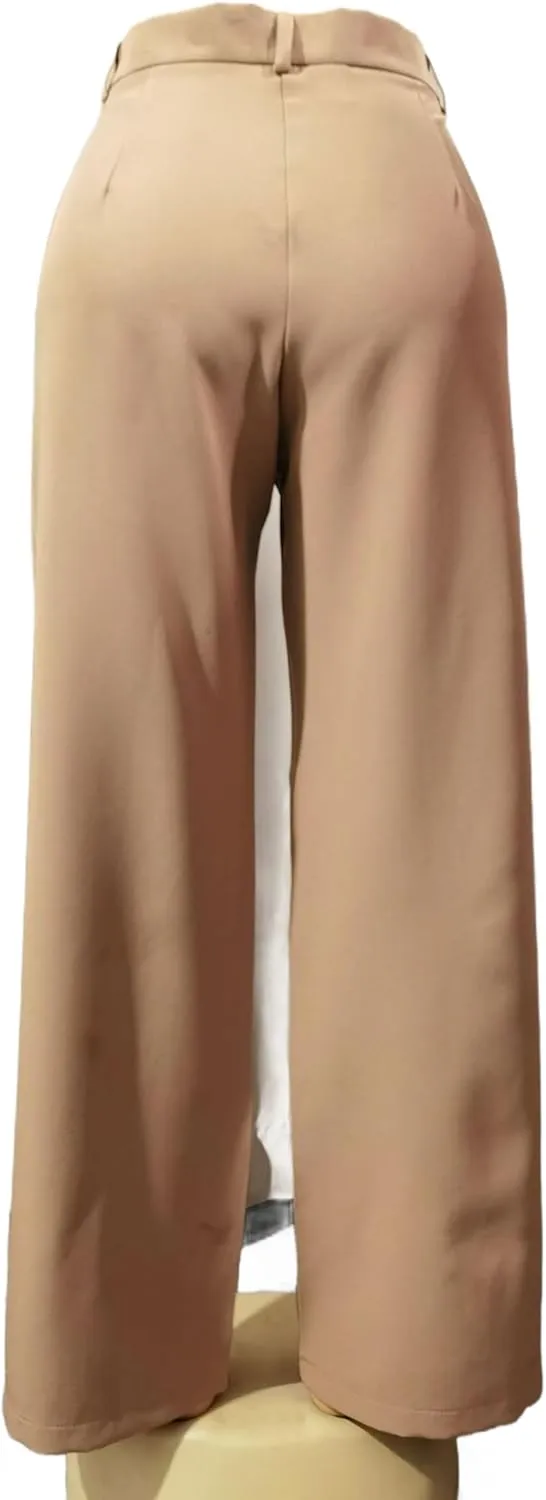 Women's Wide Leg Dress Pants High Waisted Straight Leg Office Casual Trousers with Pockets Work Office Palazzo Pants