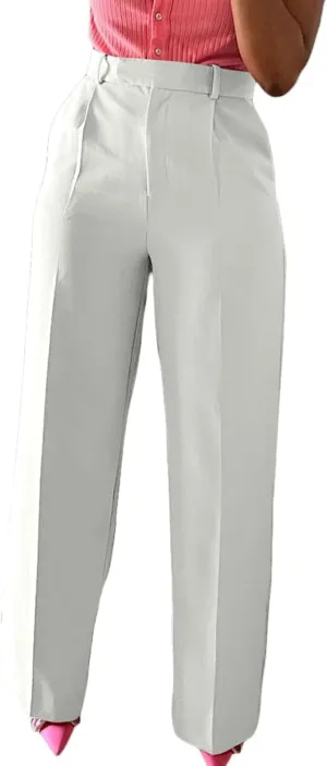 Women's Wide Leg Dress Pants High Waisted Straight Leg Office Casual Trousers with Pockets Work Office Palazzo Pants