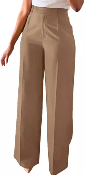 Women's Wide Leg Dress Pants High Waisted Straight Leg Office Casual Trousers with Pockets Work Office Palazzo Pants