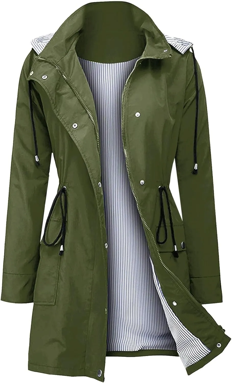 Women'S Windbreaker Gothic Punk Collar Pea Coat Winter Coat Women'S Long Fleece Pea Jacket Slim Hooded Dress Coat