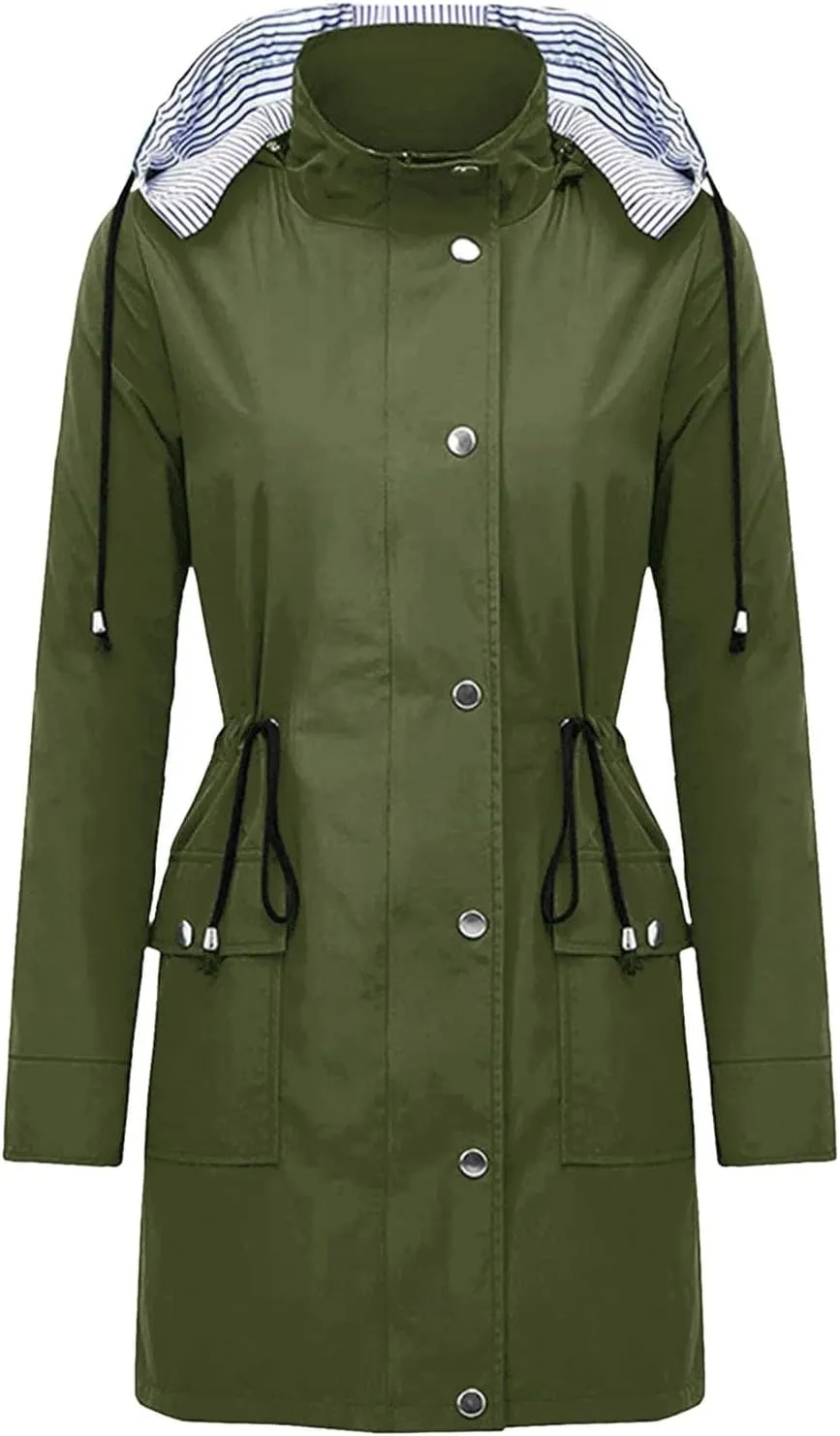Women'S Windbreaker Gothic Punk Collar Pea Coat Winter Coat Women'S Long Fleece Pea Jacket Slim Hooded Dress Coat