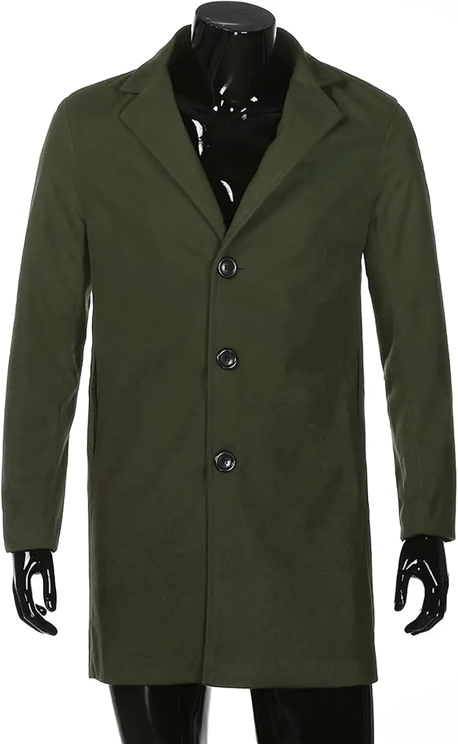 Ymosrh Winter Coats for Men Formal Single Breasted Figuring Overcoat Long Wool Warm Jacket Outwear Jackets
