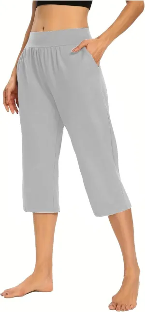 Yoga Capri Pants for Women High Waisted Loose Fitting Capri Wide Leg Pants Capri Pants for Dressy Casual Sweat Capris
