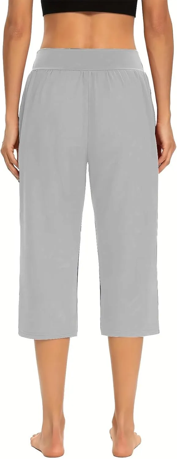 Yoga Capri Pants for Women High Waisted Loose Fitting Capri Wide Leg Pants Capri Pants for Dressy Casual Sweat Capris